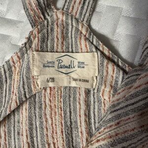 Salmon and Blue-striped Linen Jumper Sundress